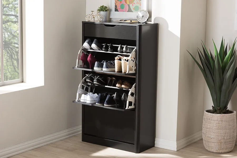 Emory Black Wood Shoe Cabinet