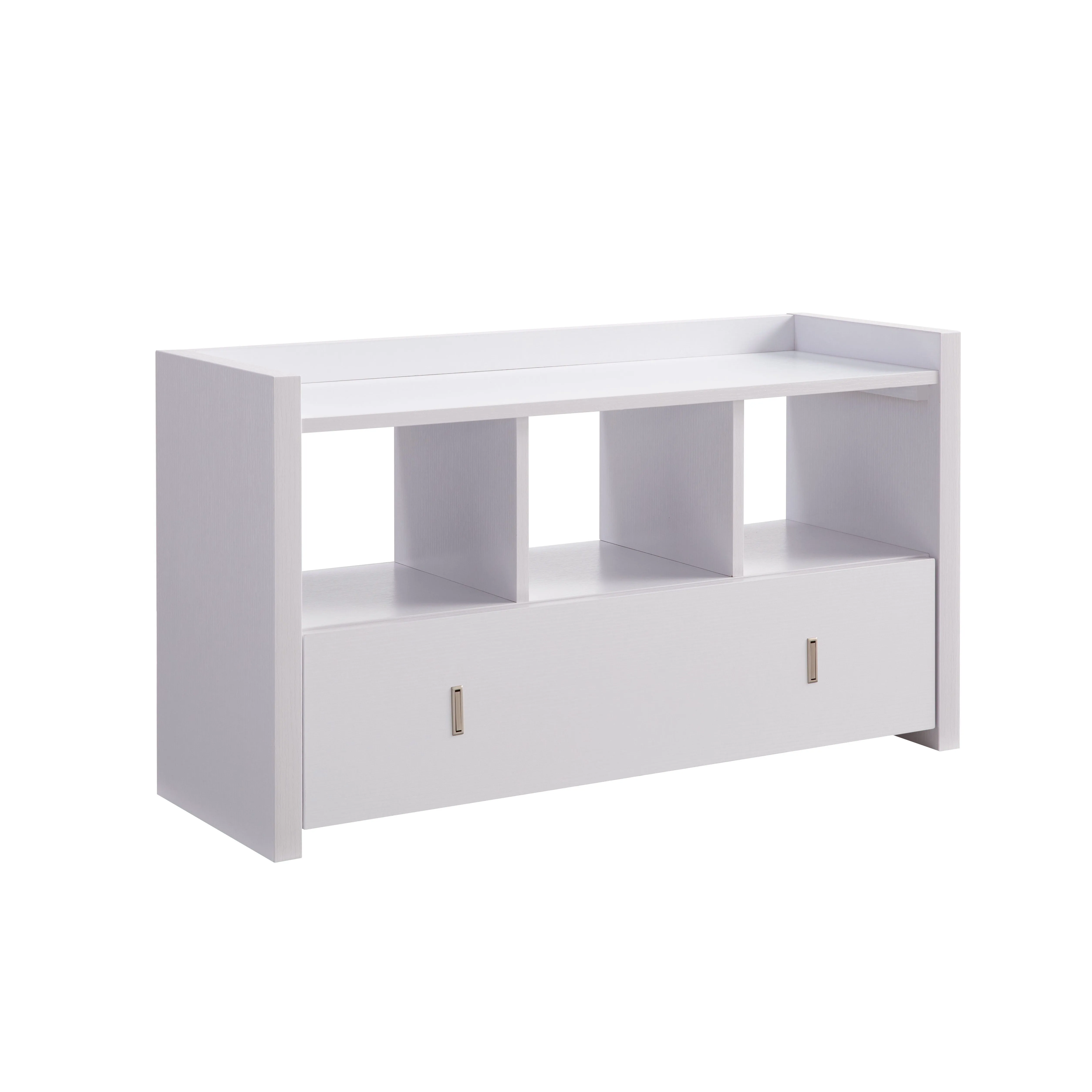 Entryway Shoe Bench, Three Shelves Organizer With Storage Drawer - White