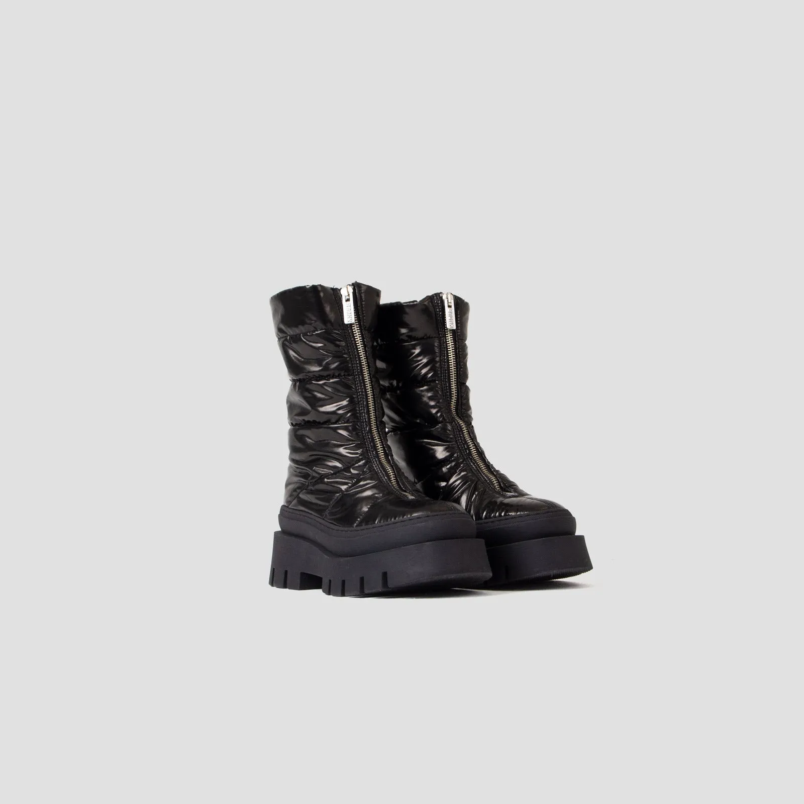 Evi-Ann Front Zip Black Chunky Boots