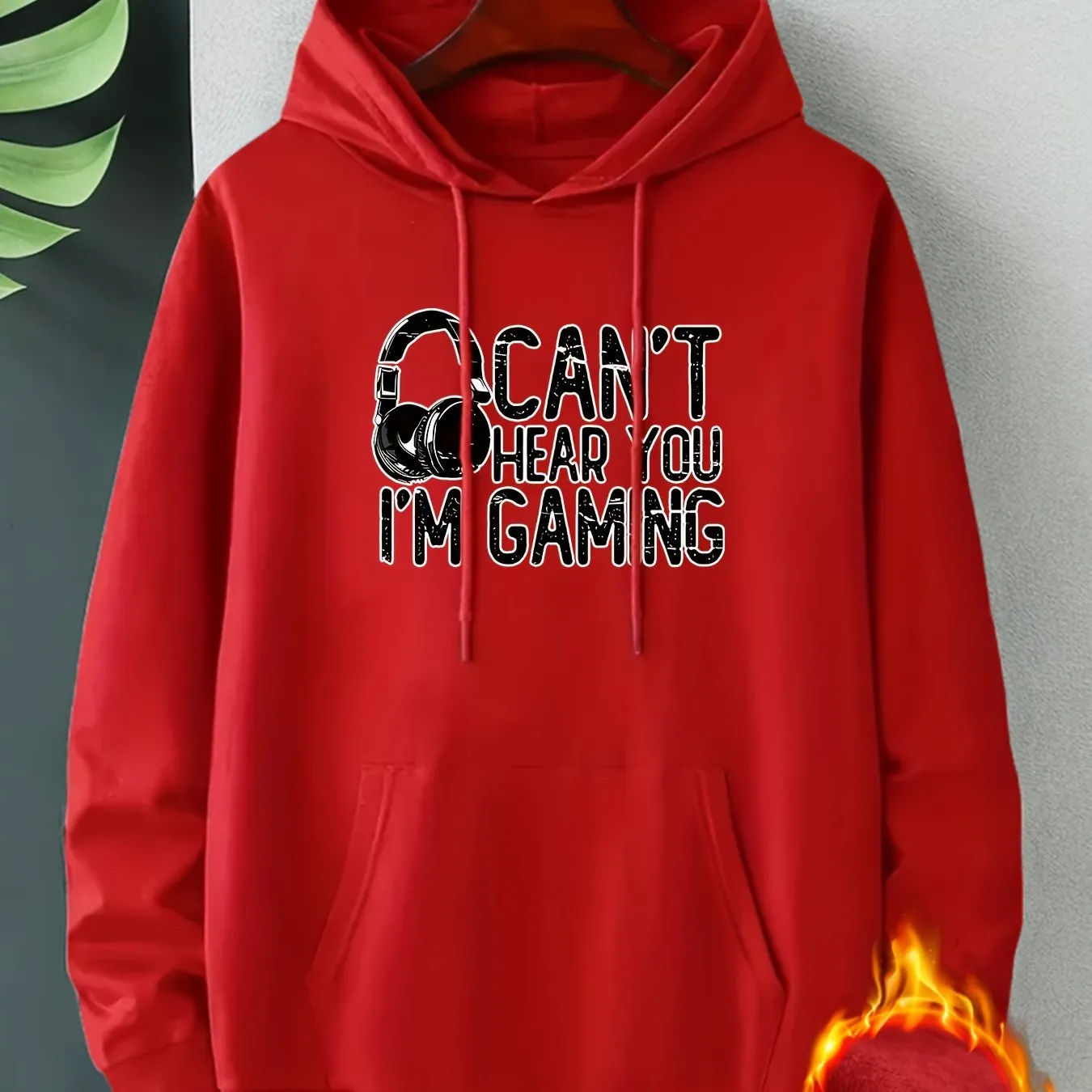 FallWinter Mens Gaming Letter Print Hooded Pullover Comfy  Trendy