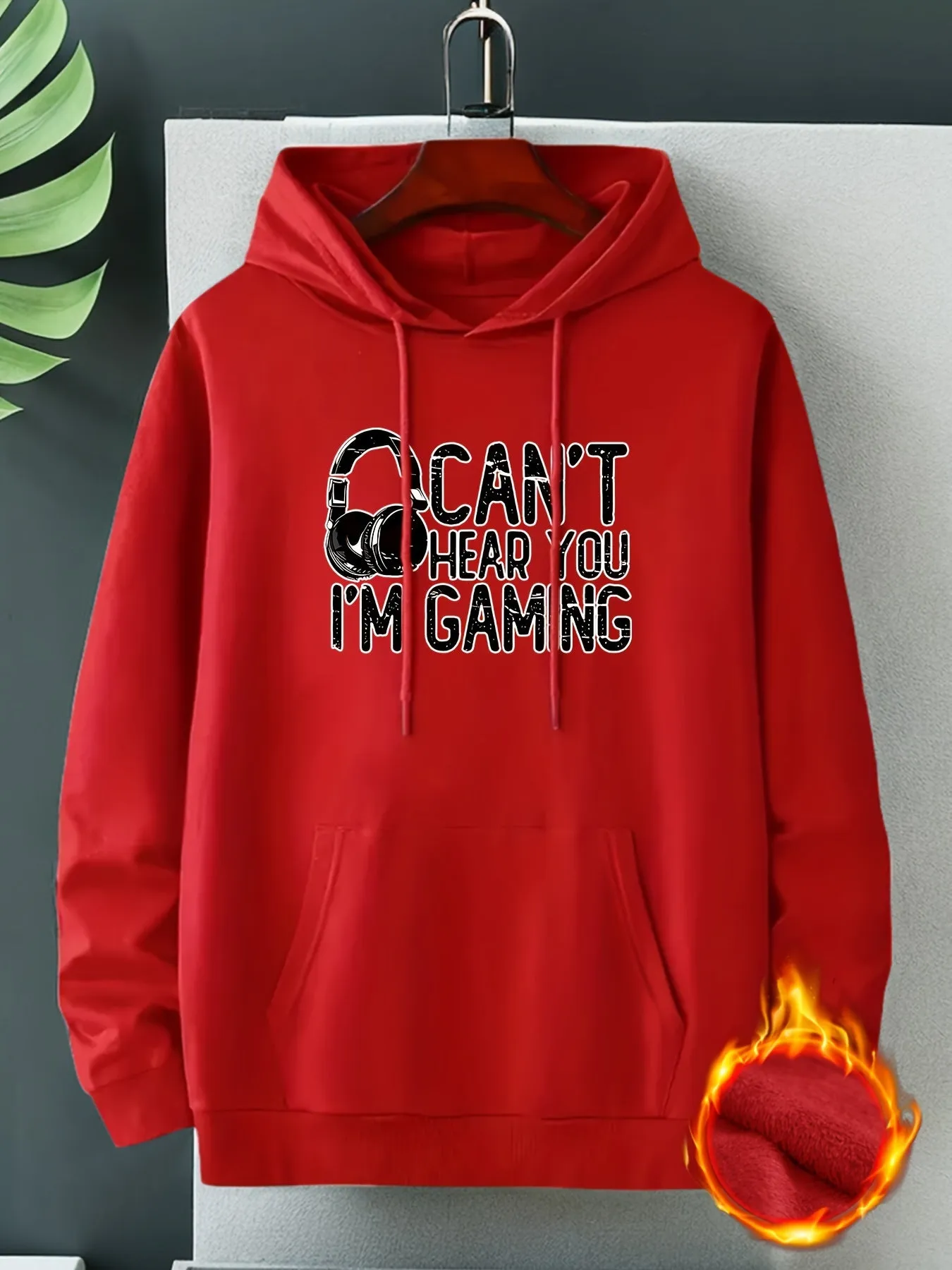 FallWinter Mens Gaming Letter Print Hooded Pullover Comfy  Trendy