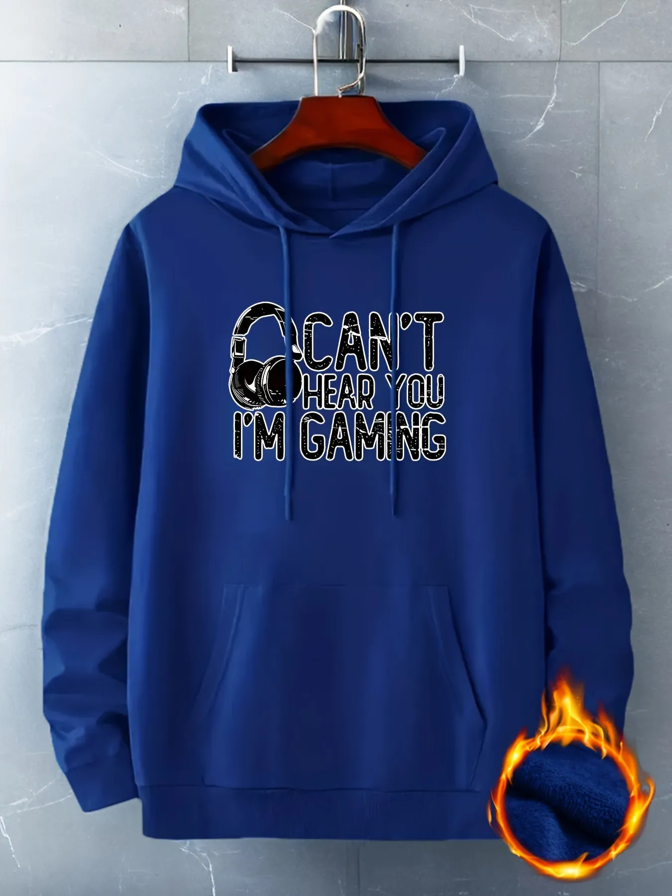 FallWinter Mens Gaming Letter Print Hooded Pullover Comfy  Trendy