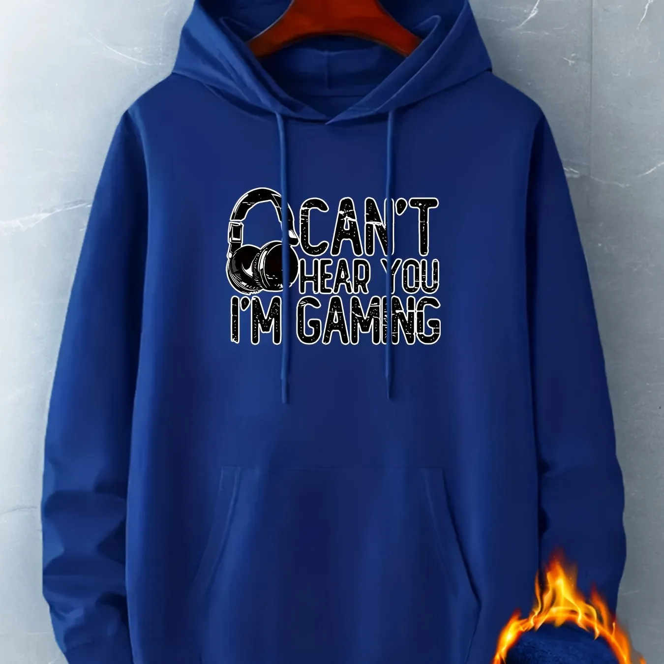 FallWinter Mens Gaming Letter Print Hooded Pullover Comfy  Trendy