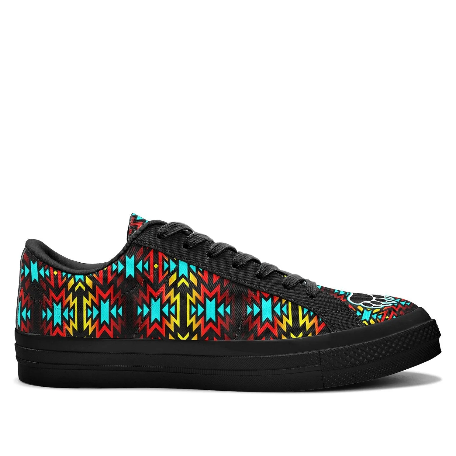 Fire Colors and Turquoise Bearpaw Aapisi Low Top Canvas Shoes Black Sole