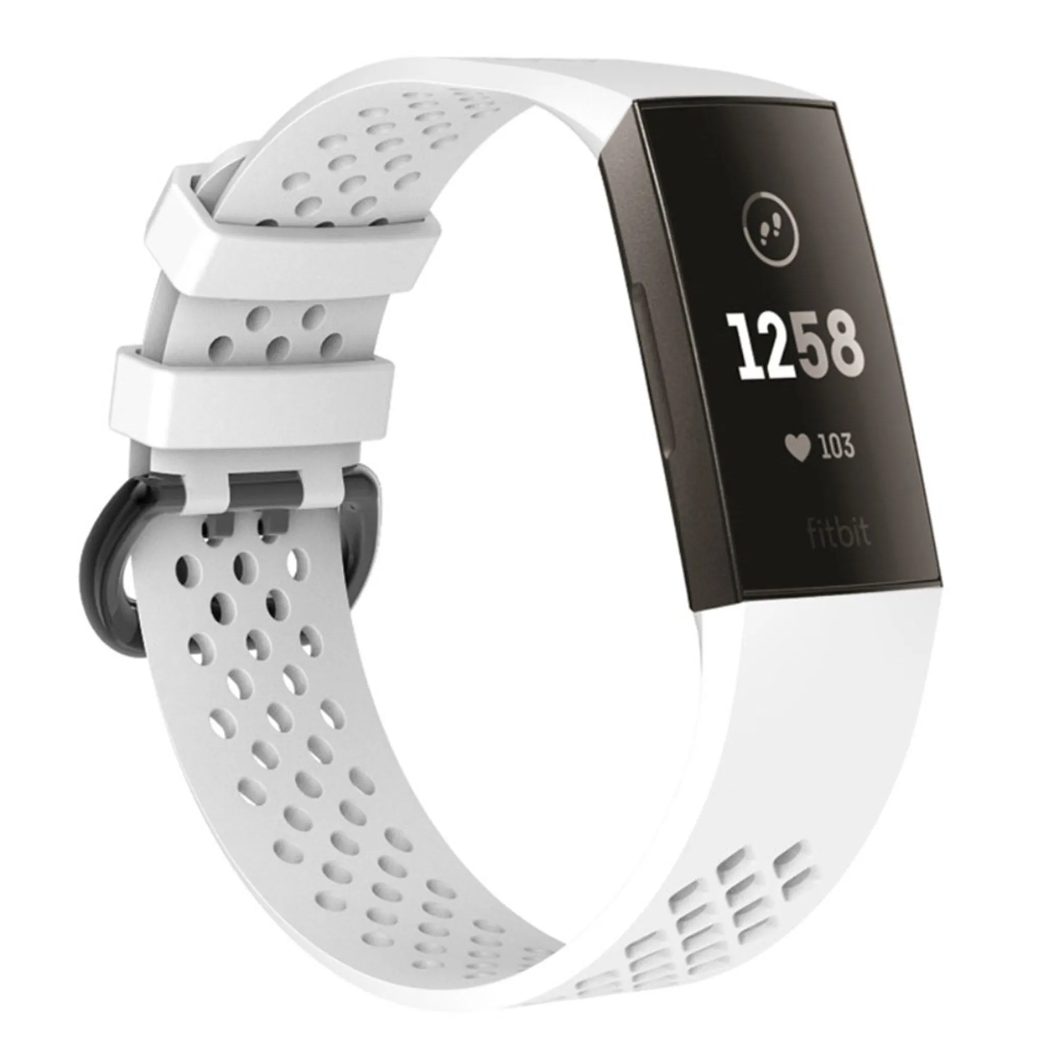 Fitbit Charge 3 breathable soft silicone watch strap - Size: L - White