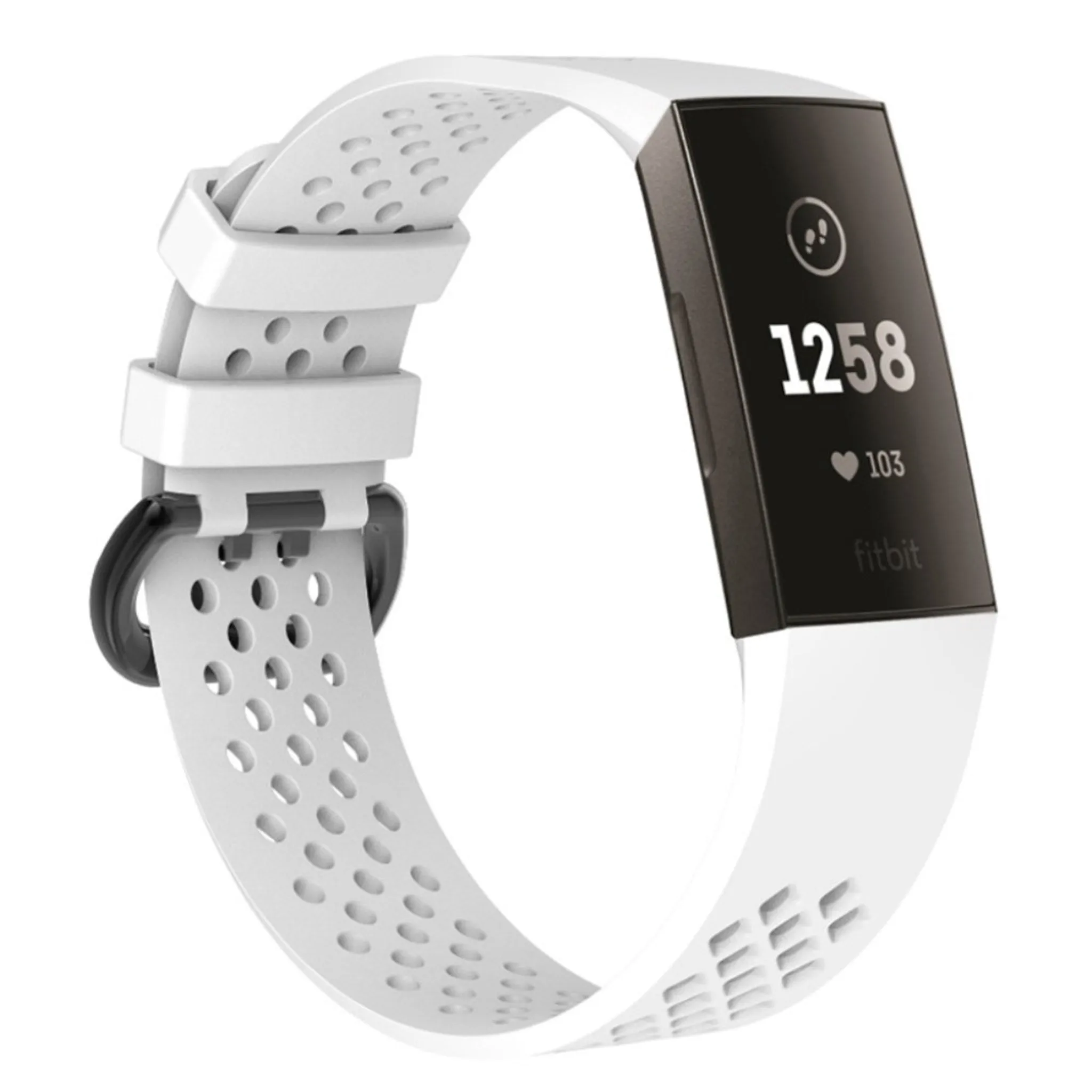 Fitbit Charge 3 breathable soft silicone watch strap - Size: L - White