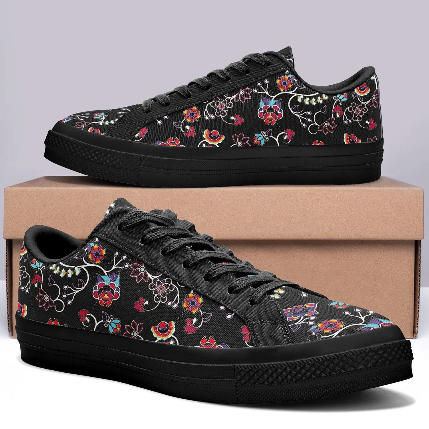 Floral Danseur Aapisi Low Top Canvas Shoes Black Sole