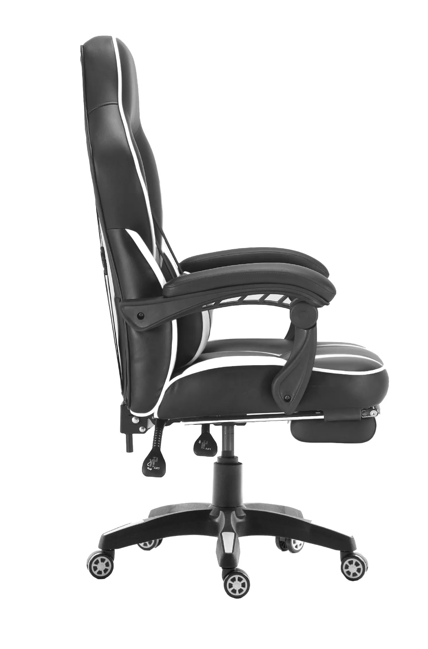 FOOTREST SERIES/ 055 GAMING CHAIR (BLACK & WHITE)