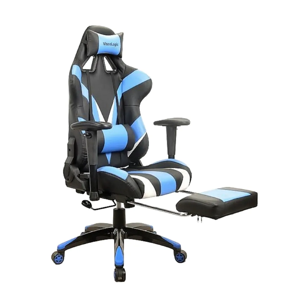 FOOTREST SERIES/ 7613 GAMING CHAIR (BLUE & BLACK)