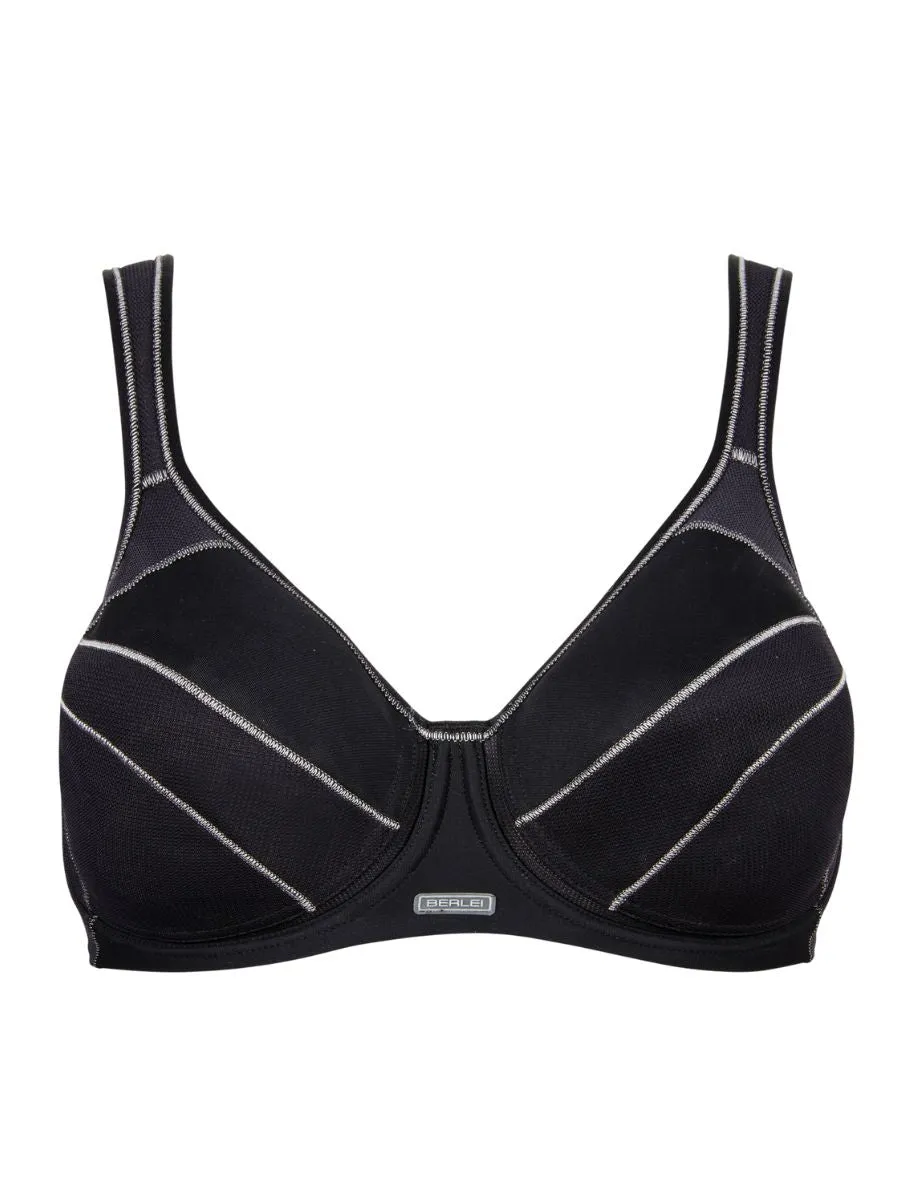 Full Support Wired Sports Bra - Black