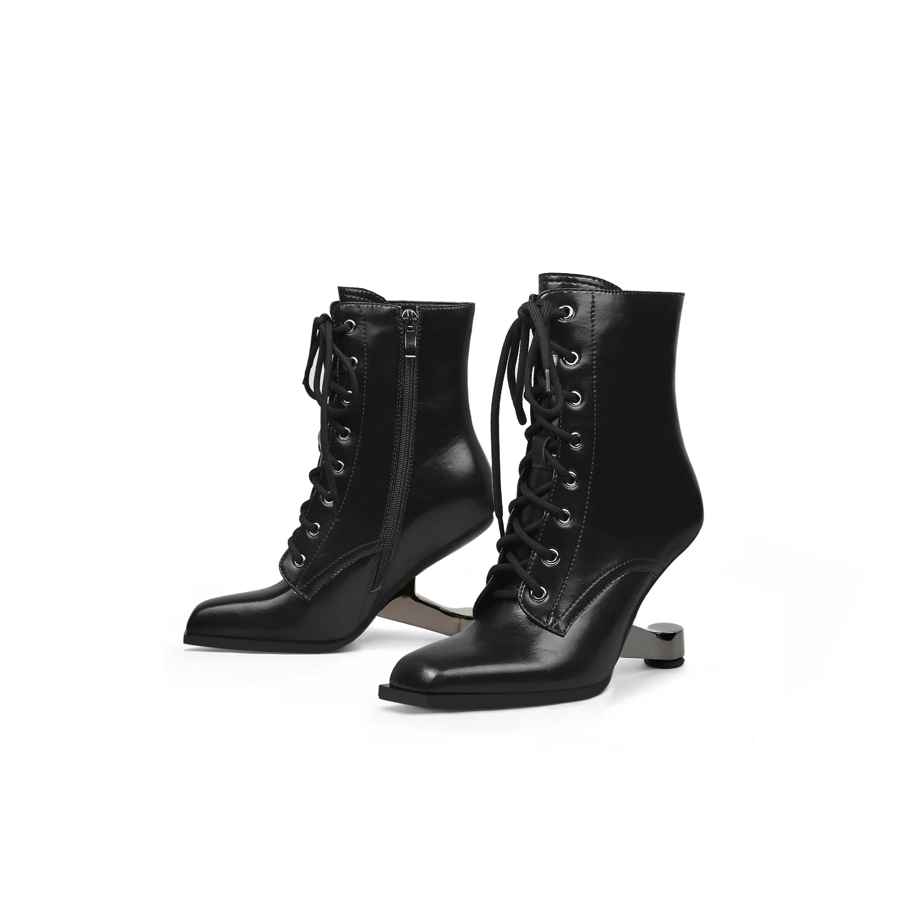 Futuristic Lace Up Ankle Boots