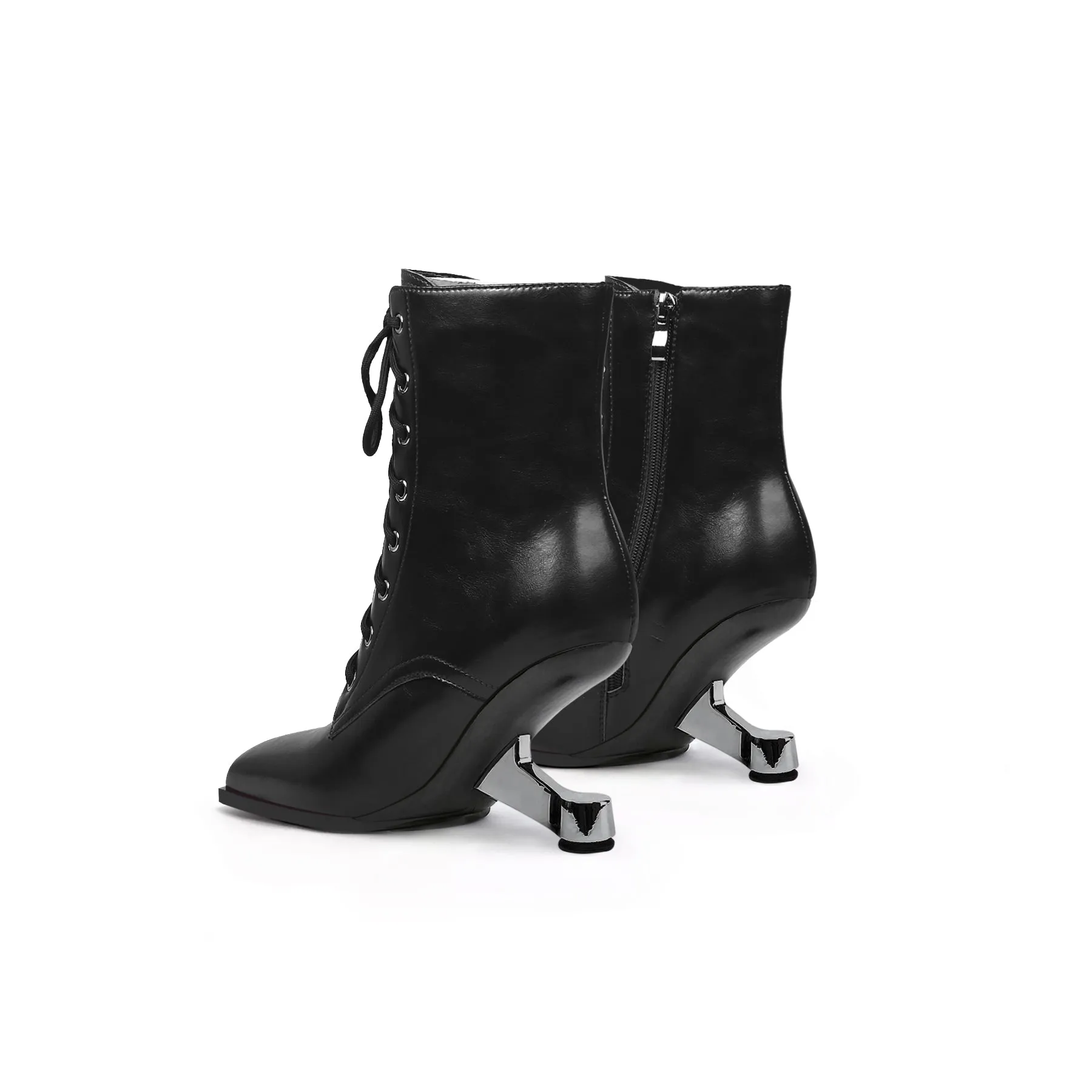 Futuristic Lace Up Ankle Boots