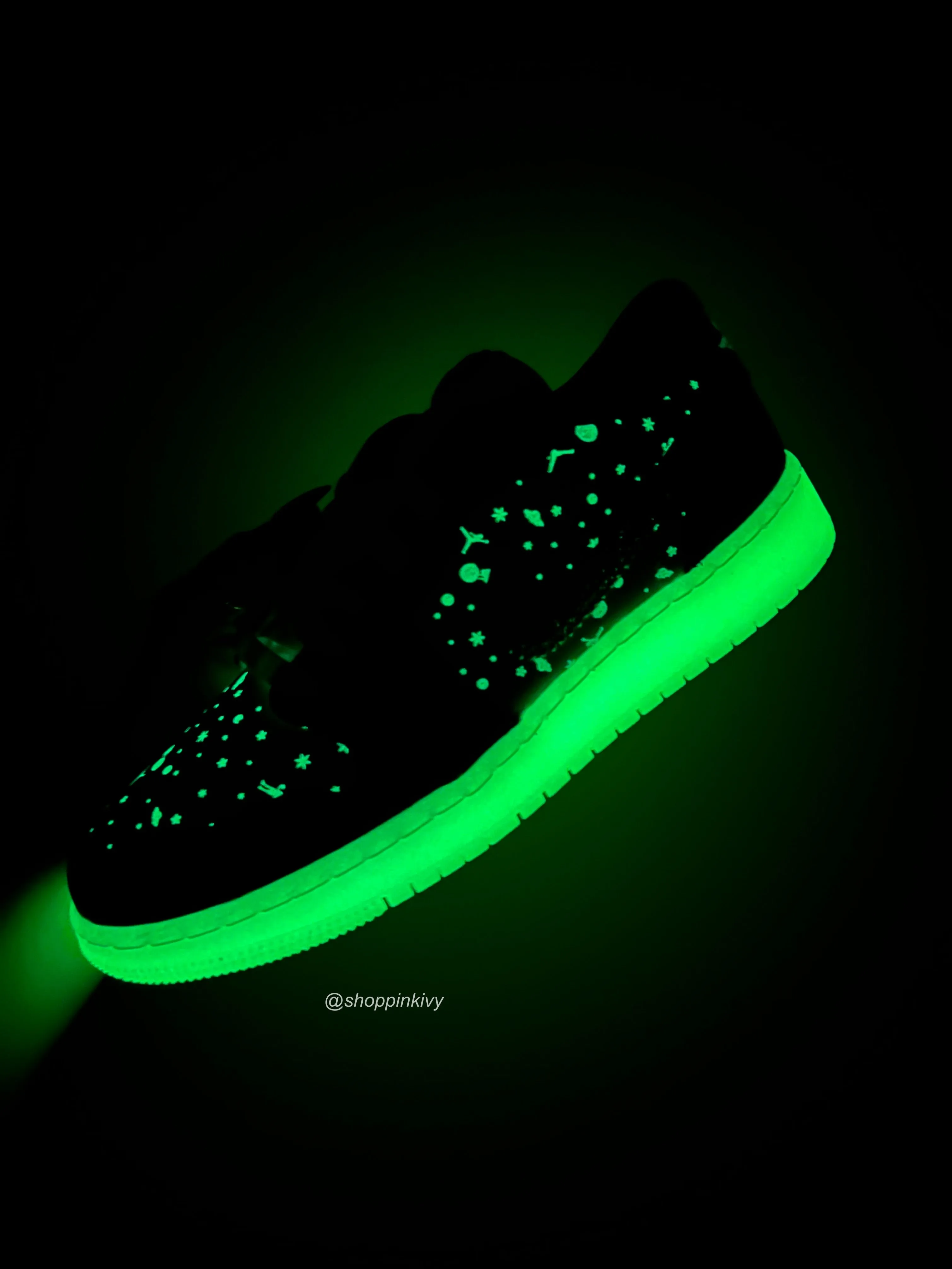 Glow in the Dark Swarovski Women’s Air Jordan 1 Retro Low Shoes