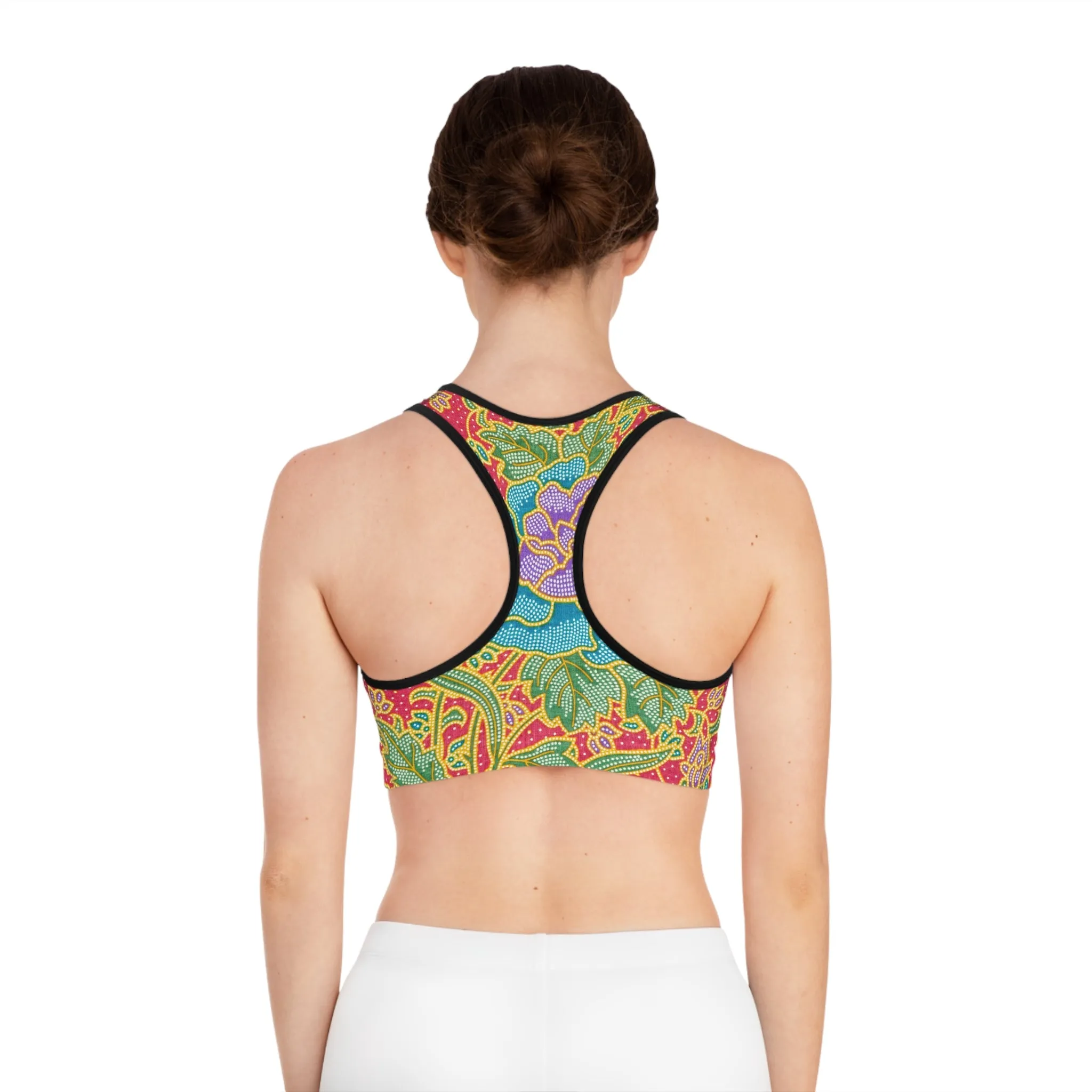 Green and red flowers - Inovax Sports Bra