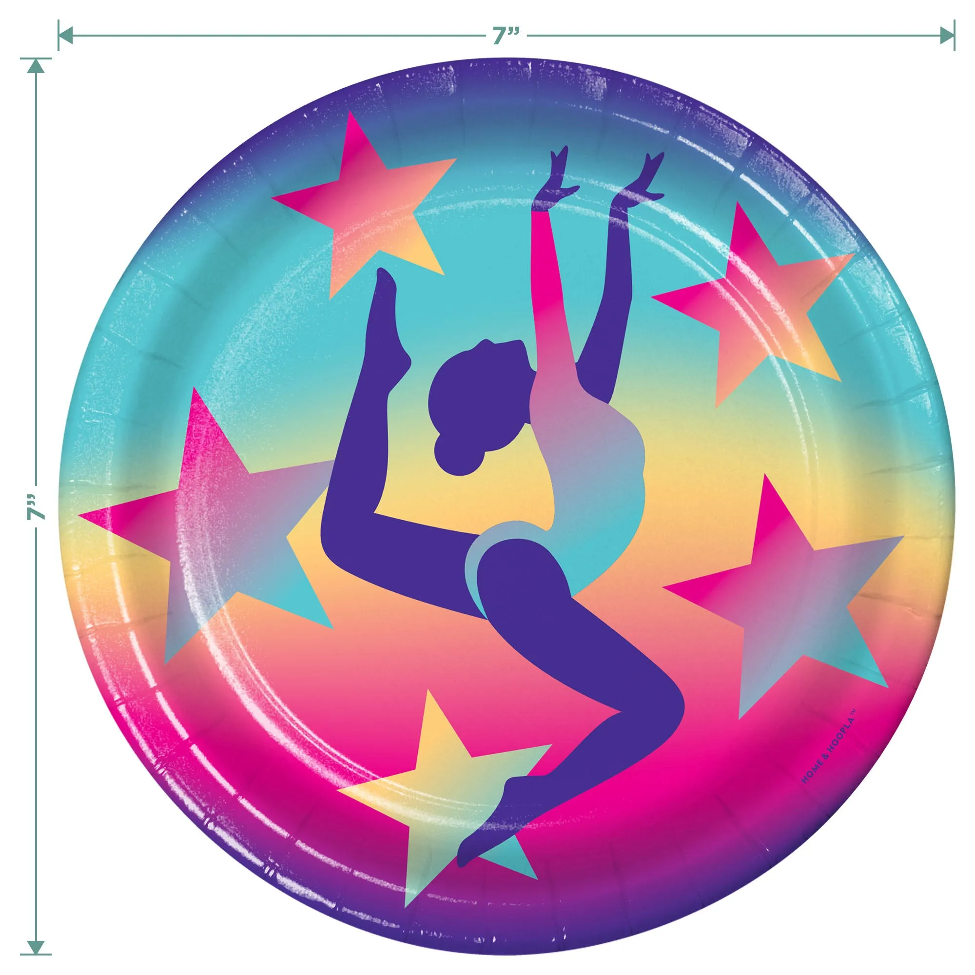 Gymnastics Party Pack - Paper Plates, Napkins, Forks, Table Cover, & Banner (Serves 16)