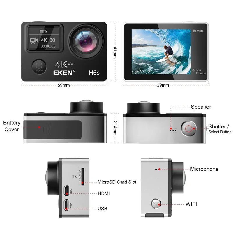 H6s 4K  Ultra HD 14MP Action Camera