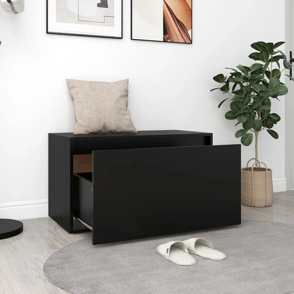 Hall Bench 80x40x45 cm Black Chipboard