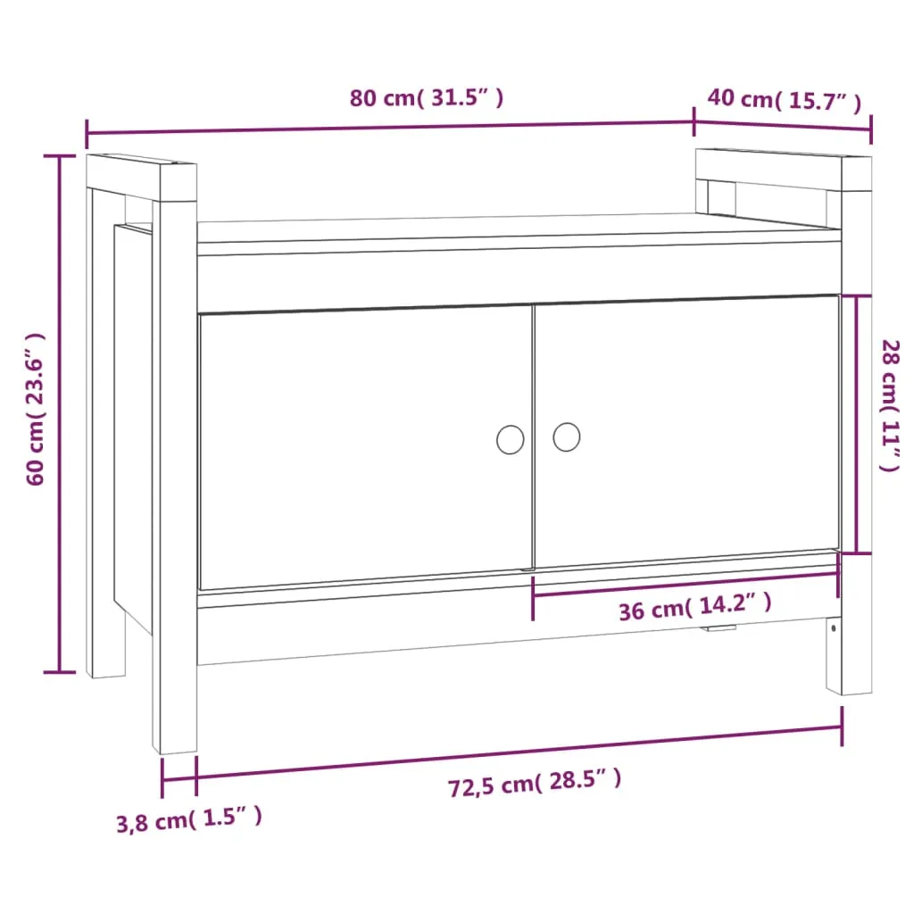 Hall Bench 80x40x60 cm Solid Wood Pine