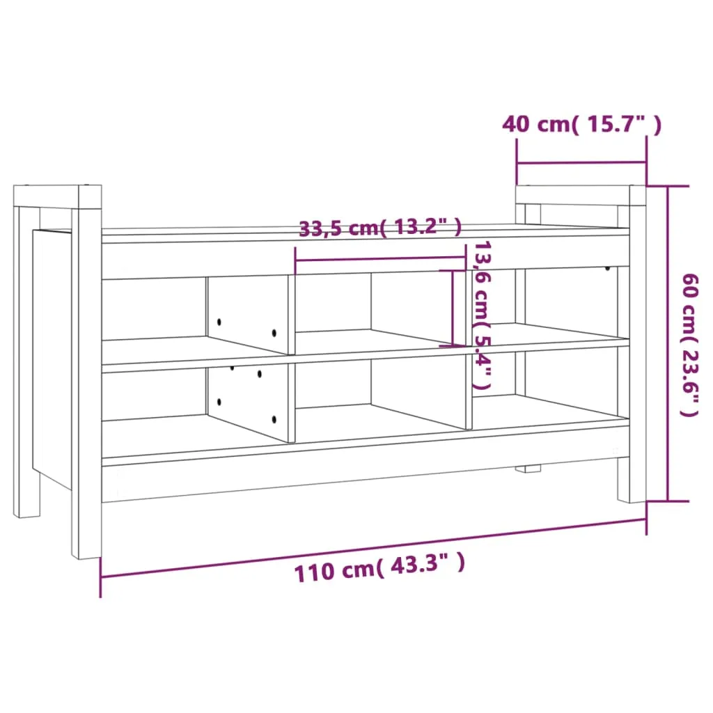 Hall Bench White 110x40x60 cm Solid Wood Pine