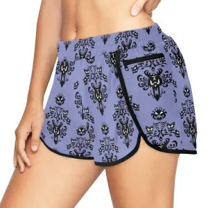 Haunted Mansion Wallpaper Women's Athletic Sports Shorts