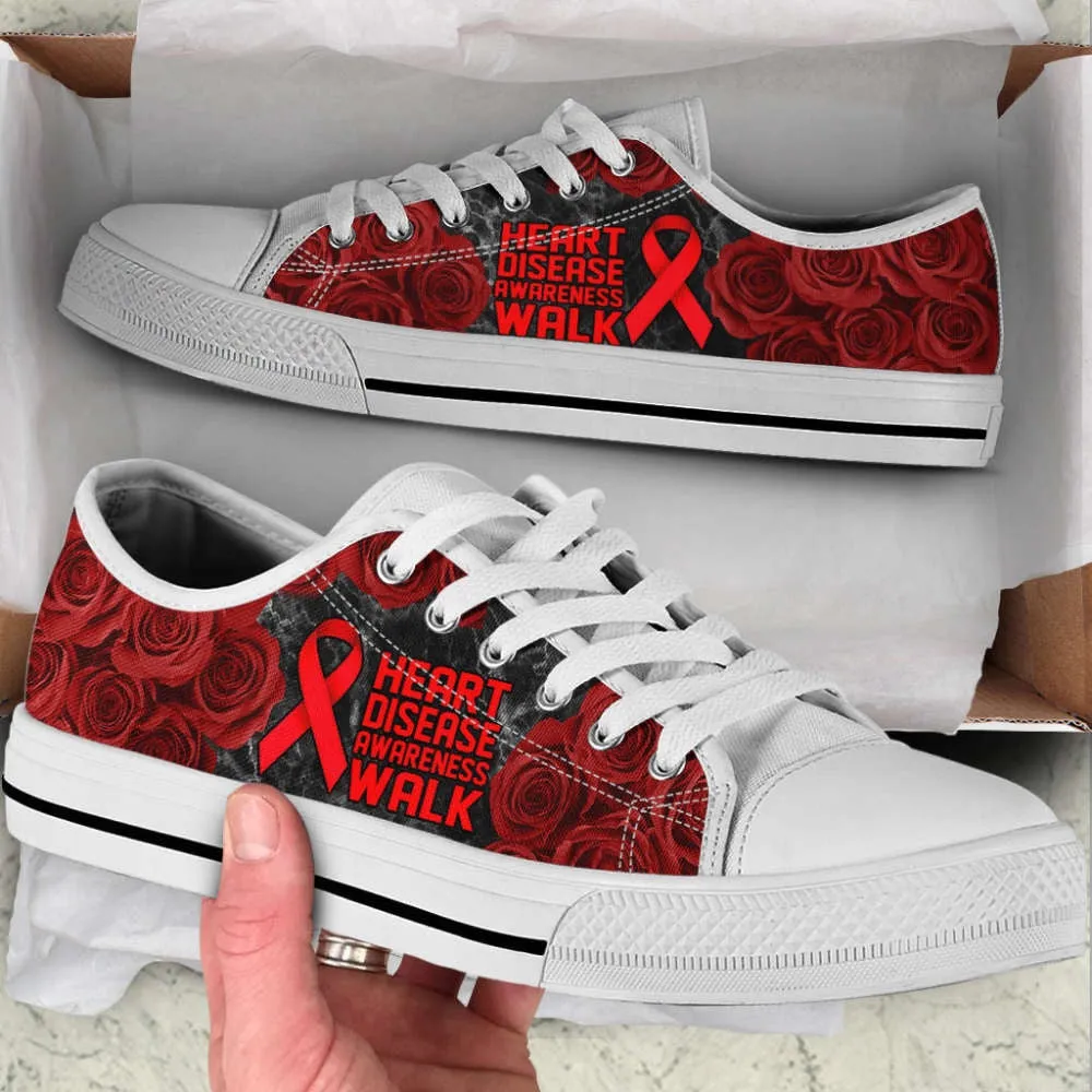 Heart Disease Shoes Awareness Walk Low Top Shoes Canvas Shoes, Best Canvas Shoes, Low Top Sneaker