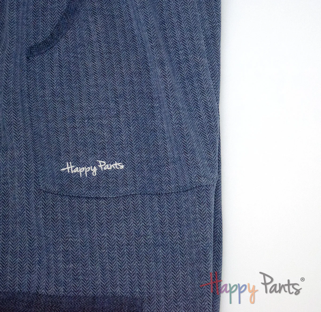 Herringbone Navy Men Happy Pants