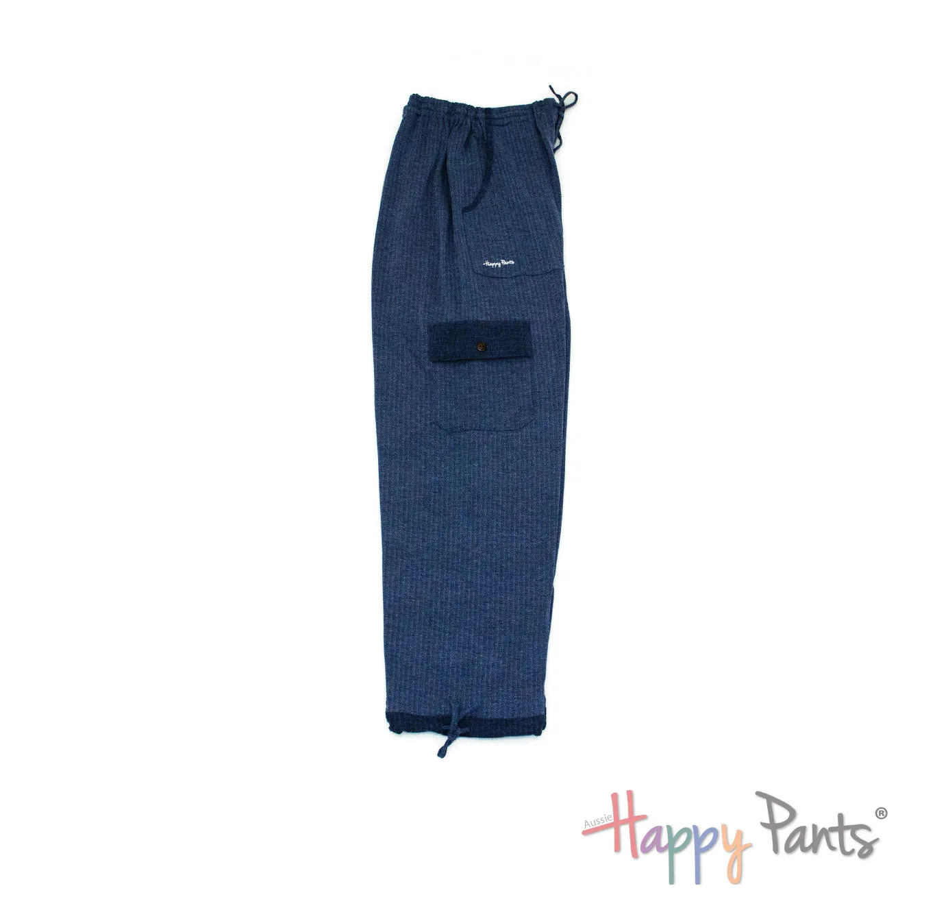 Herringbone Navy Men Happy Pants