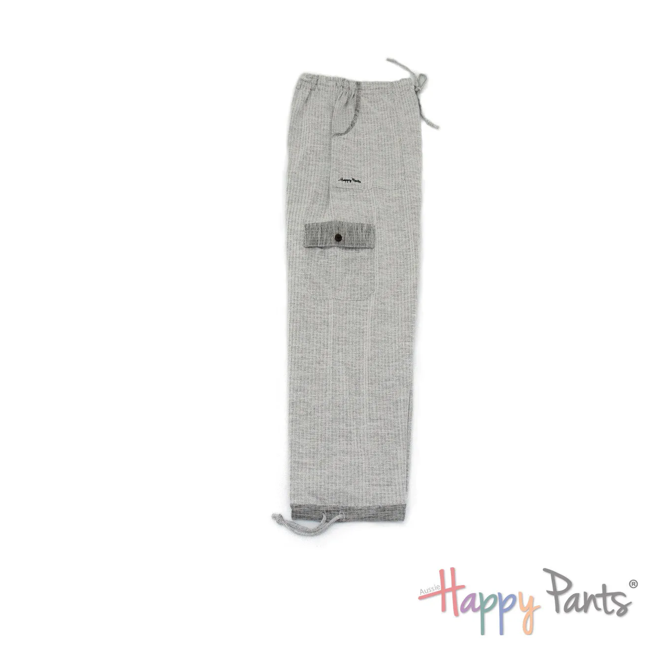 Herringbone White Men Happy Pants