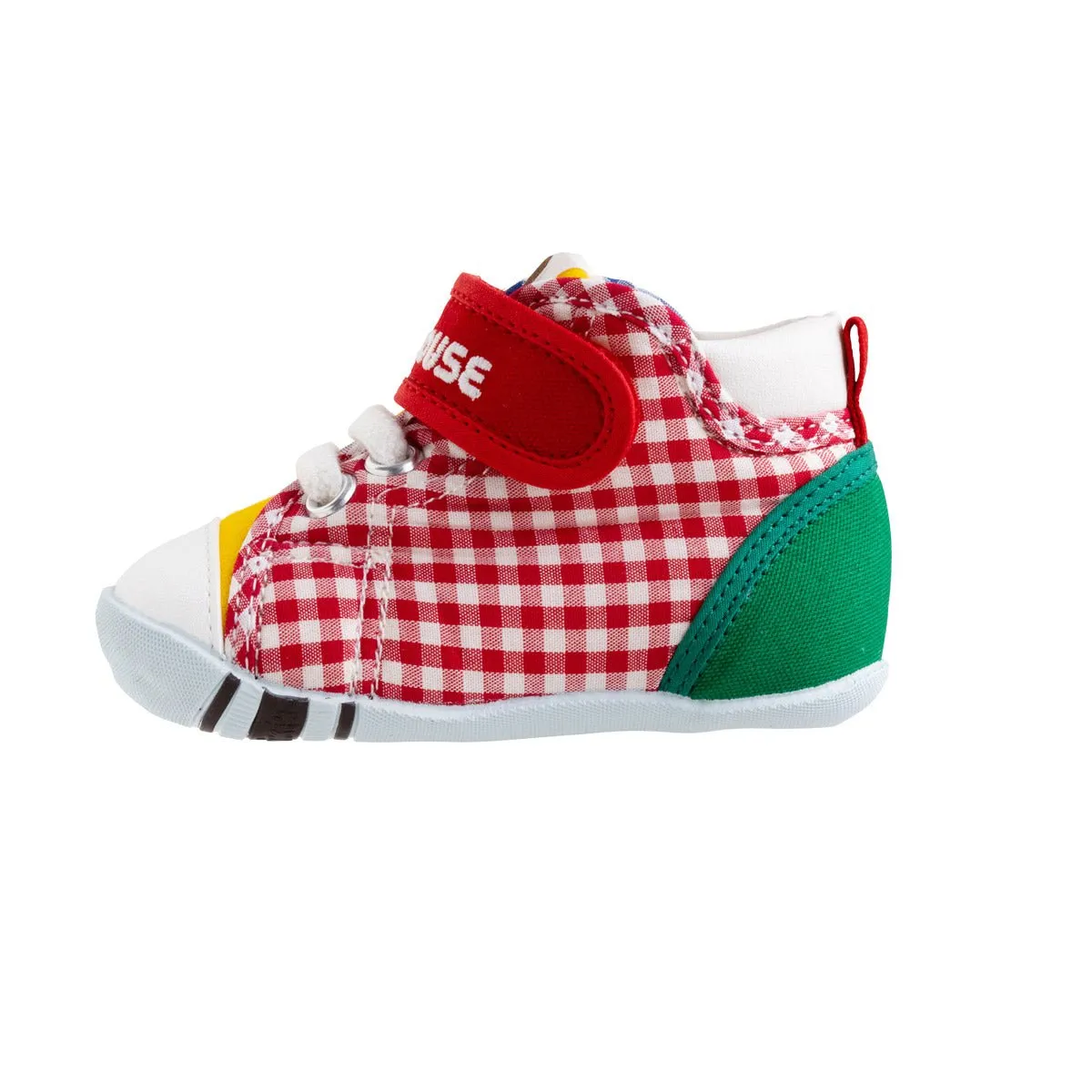 High Top First Walker Shoes - Patchwork Gingham