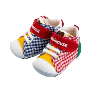 High Top First Walker Shoes - Patchwork Gingham