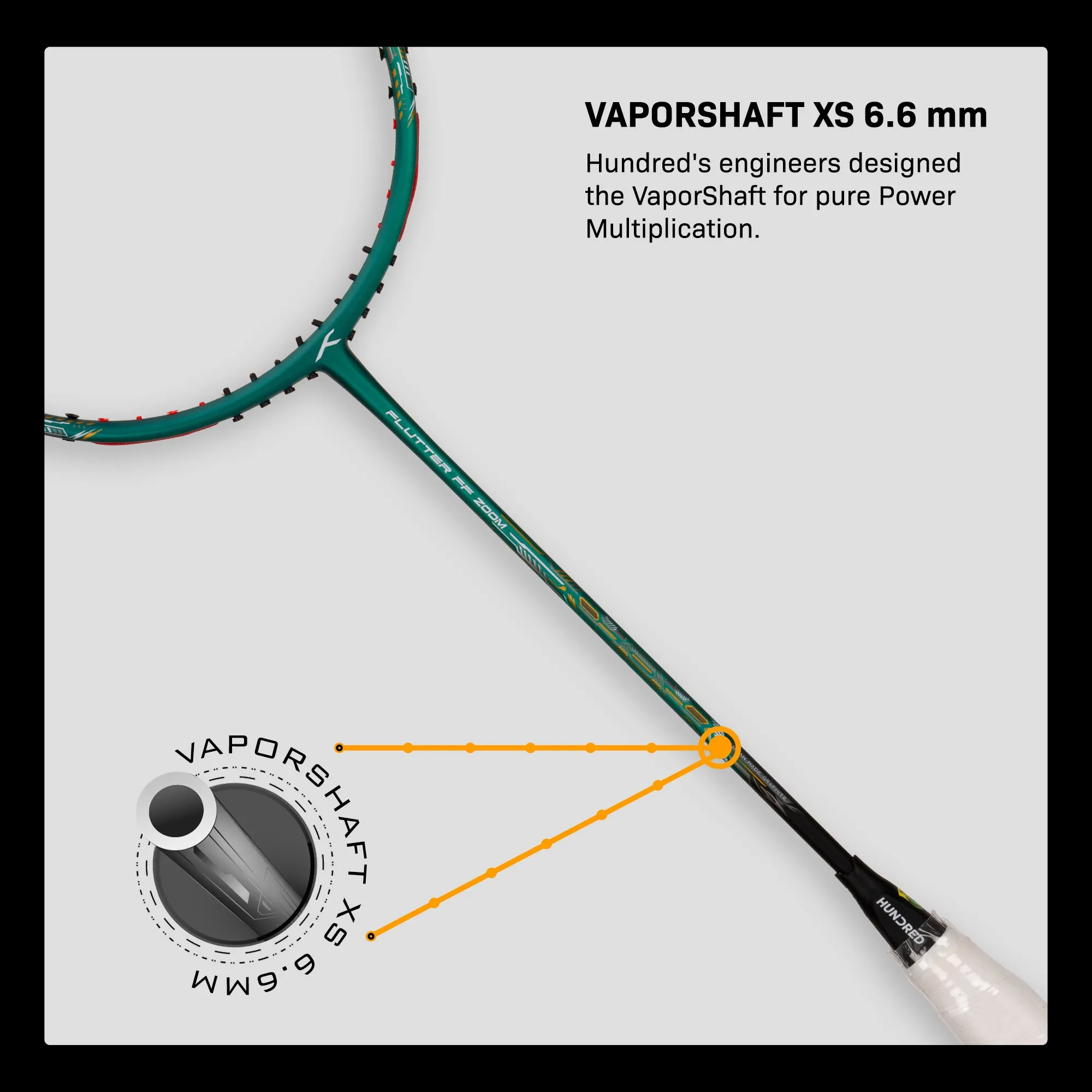 Hundred FLUTTER FF ZOOM Unstrung Badminton Racquet (Green / Black)