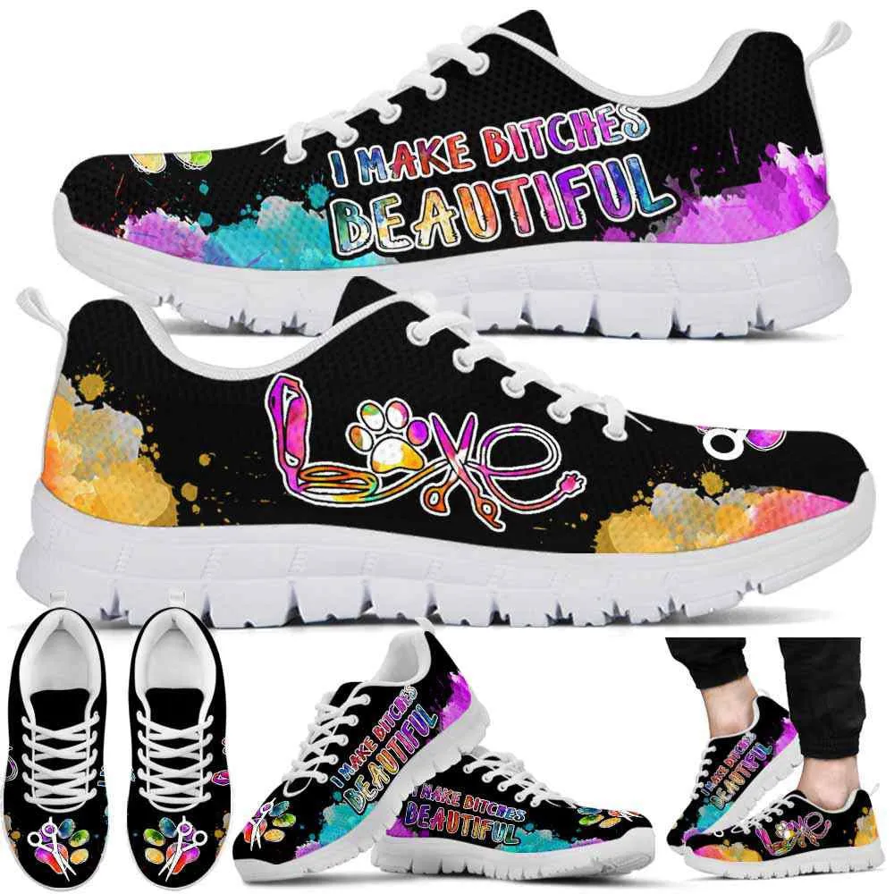 I Make Puppies Beautiful Colorful Watercolor Sneakers Shoes, Dog Print Shoes, Best Running Shoes, Unique Gifts For Dog Lovers