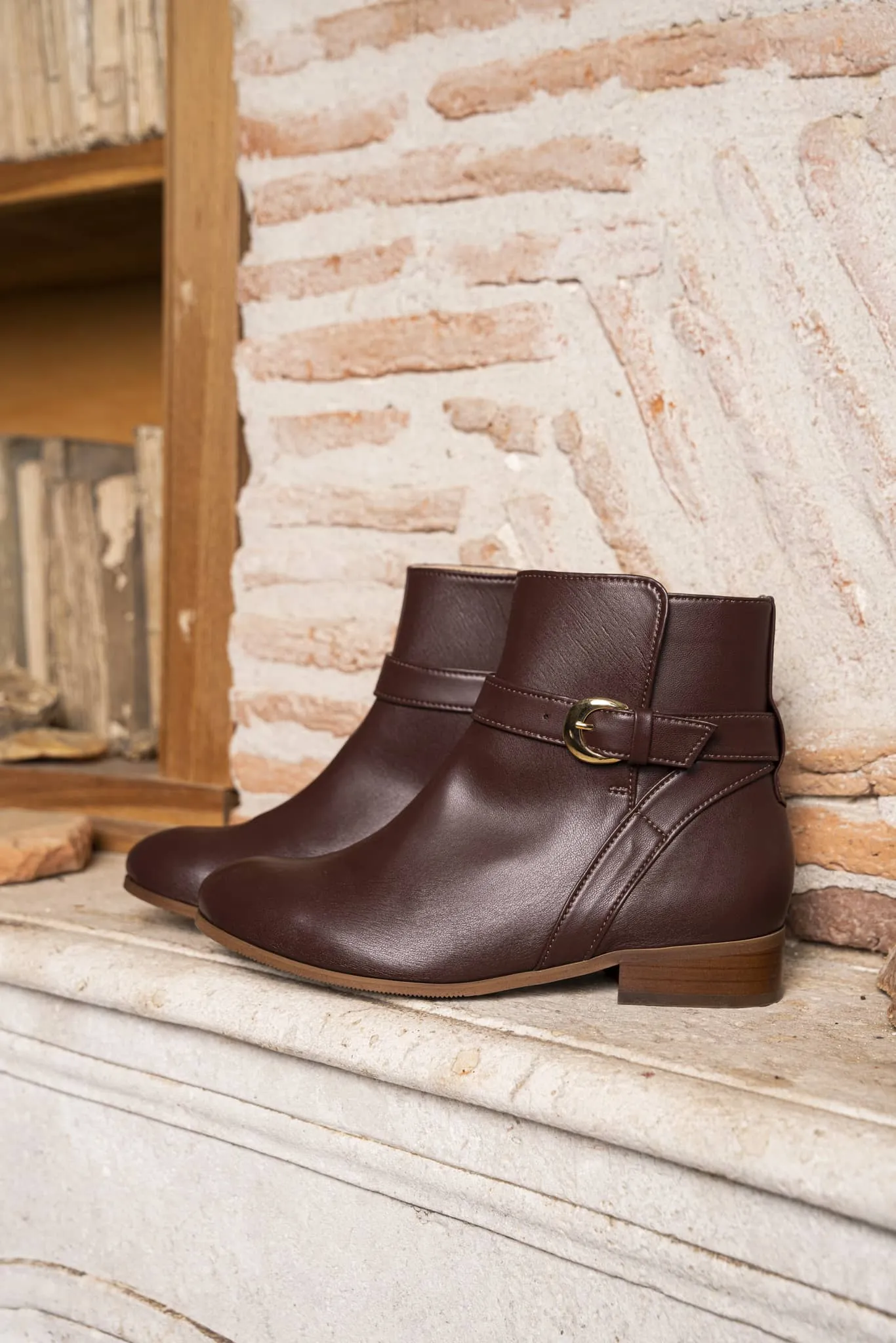 Illusion Vegan Leather Ankle Boots | Chocolate