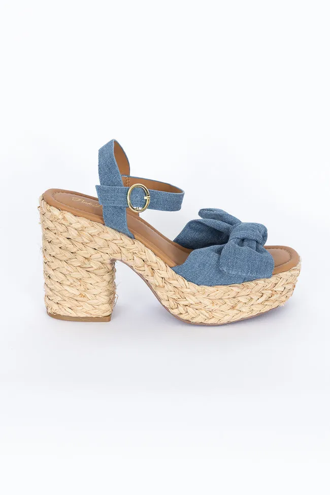 Kacey Chambray Bow Woven Heels