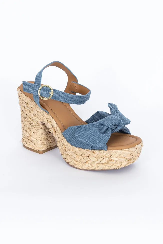 Kacey Chambray Bow Woven Heels