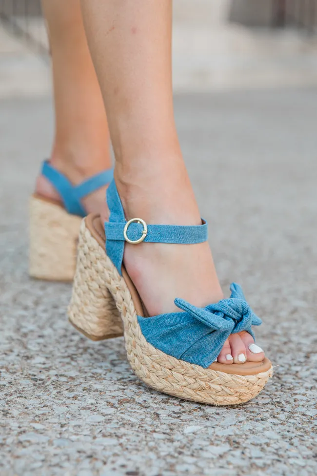 Kacey Chambray Bow Woven Heels