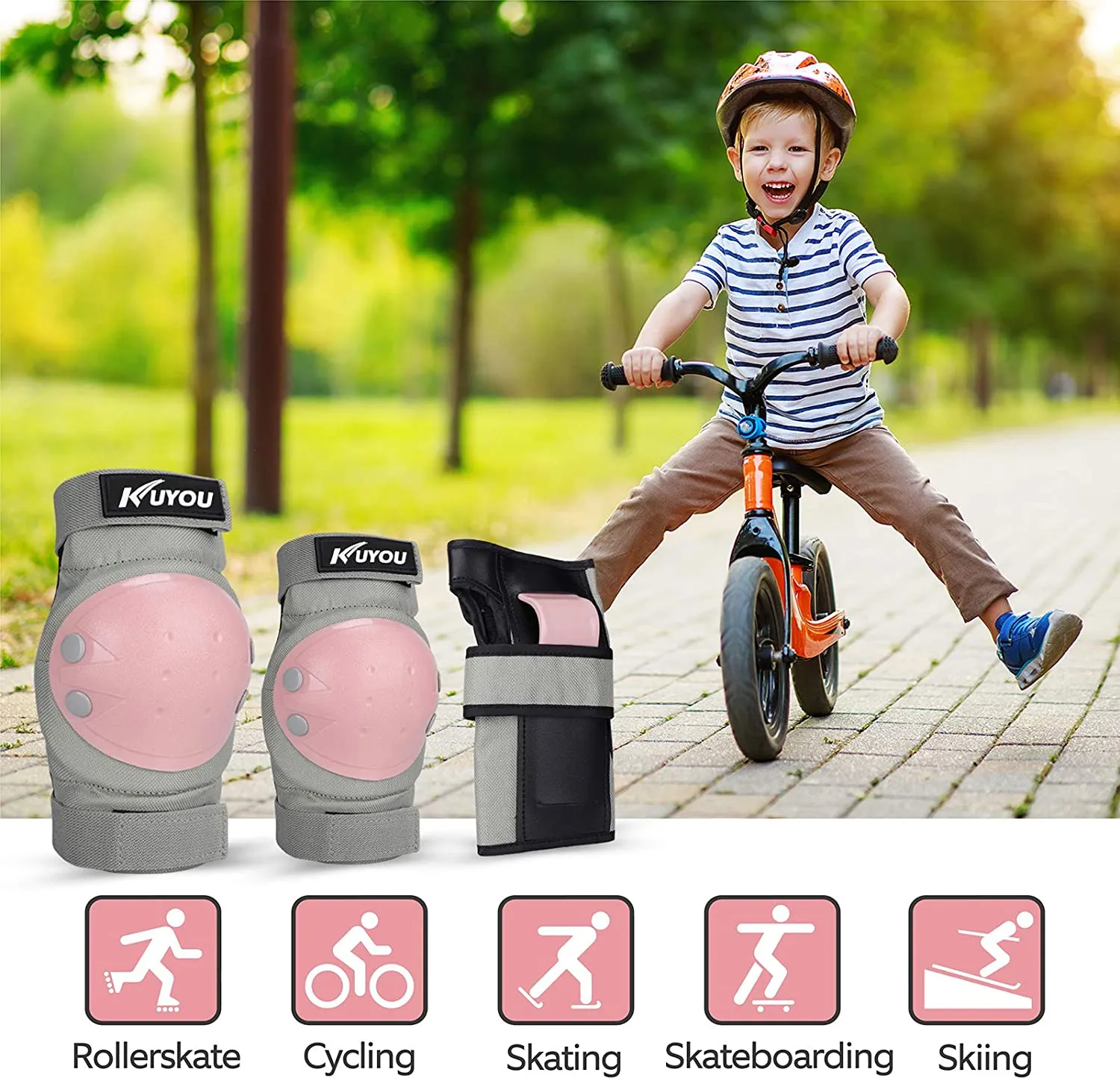 KUYOU Kids Youth Knee Pads Elbow Pads Wrist Guards