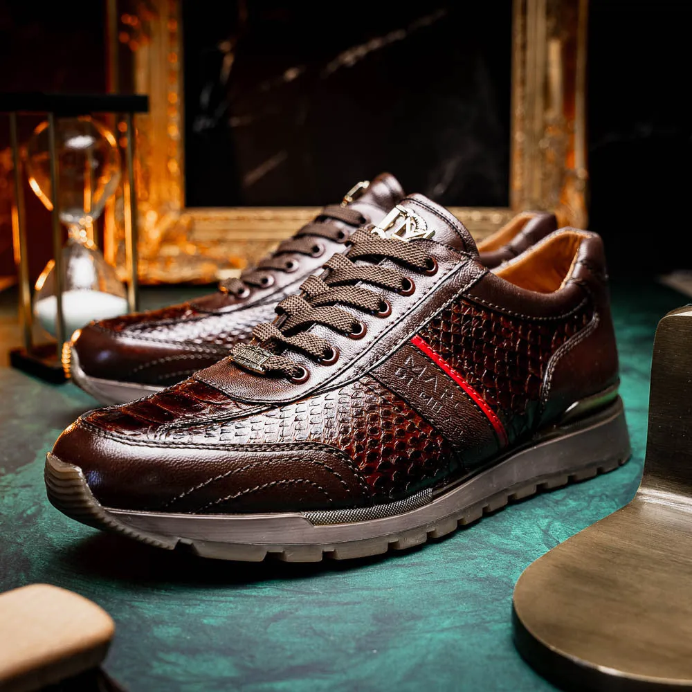 Marco Di Milano BRESCIA Brown Python & Calfskin Sneakers