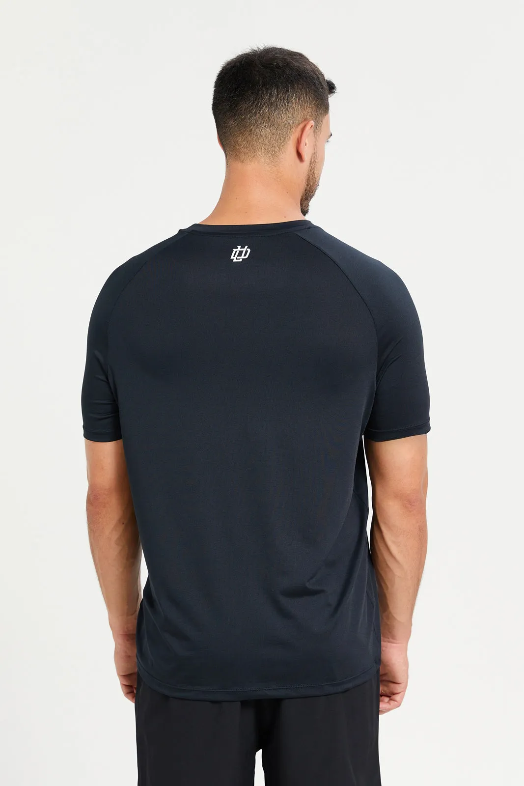 Men Black Plain Active T-Shirt