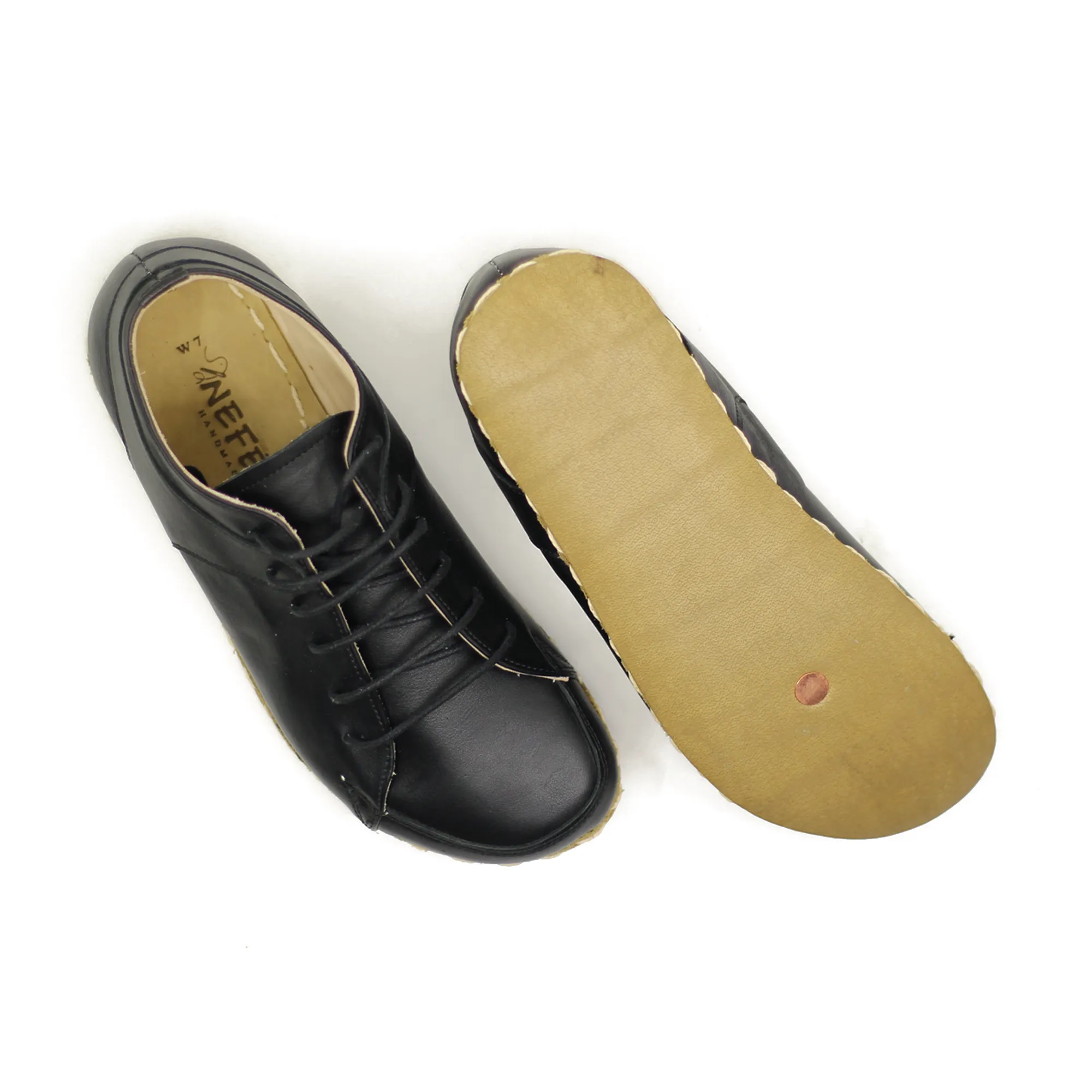 Men's Copper Rivet Earthing Leather Sneaker in Black