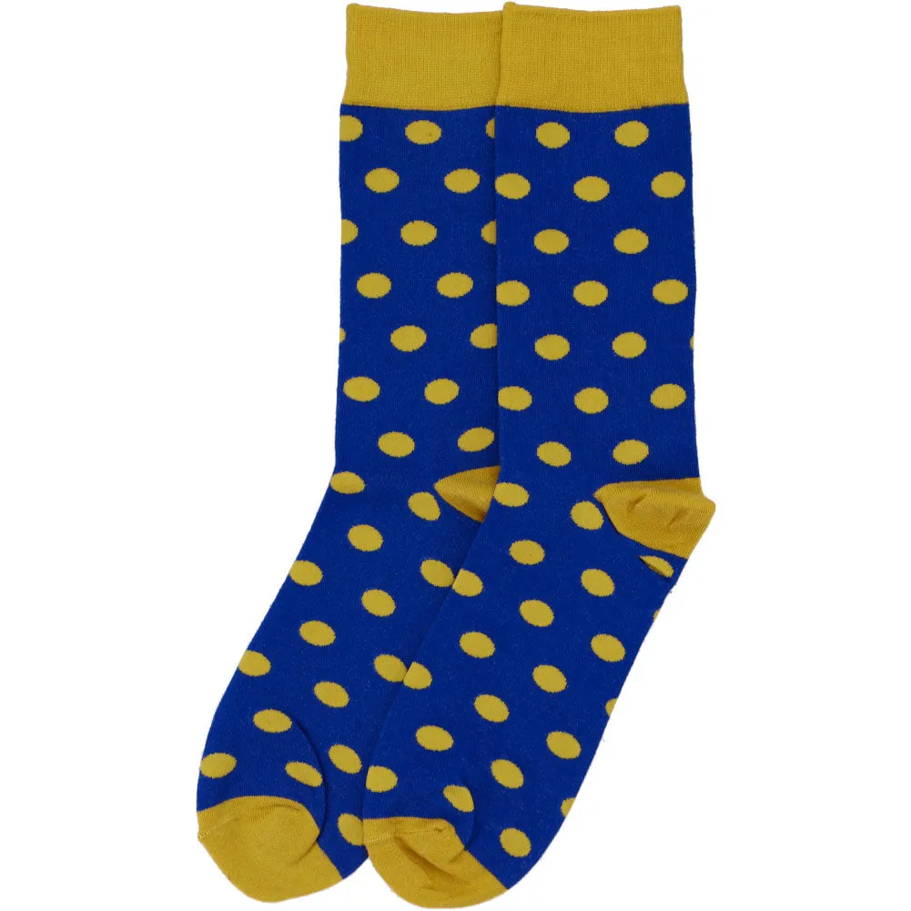 Men's Royal Blue and Gold Polka Dot Socks