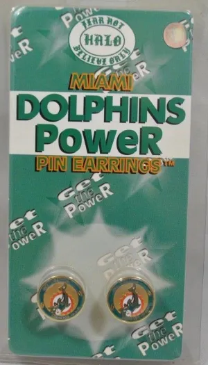 Miami Dolphins Halo Sports Inc. Womens Power Pin Circular Stud Earrings