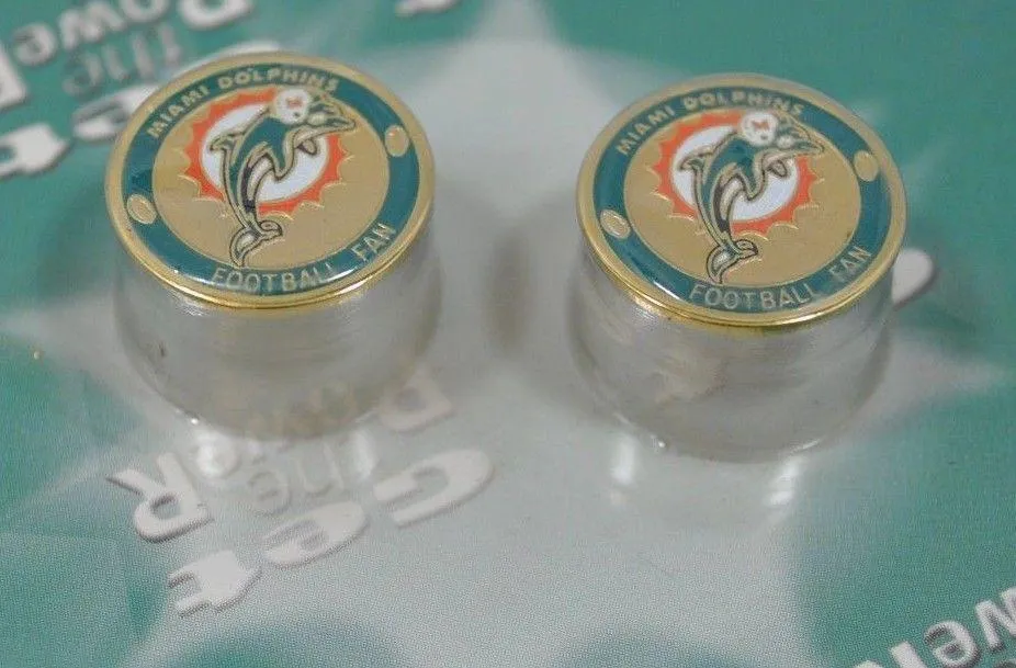 Miami Dolphins Halo Sports Inc. Womens Power Pin Circular Stud Earrings