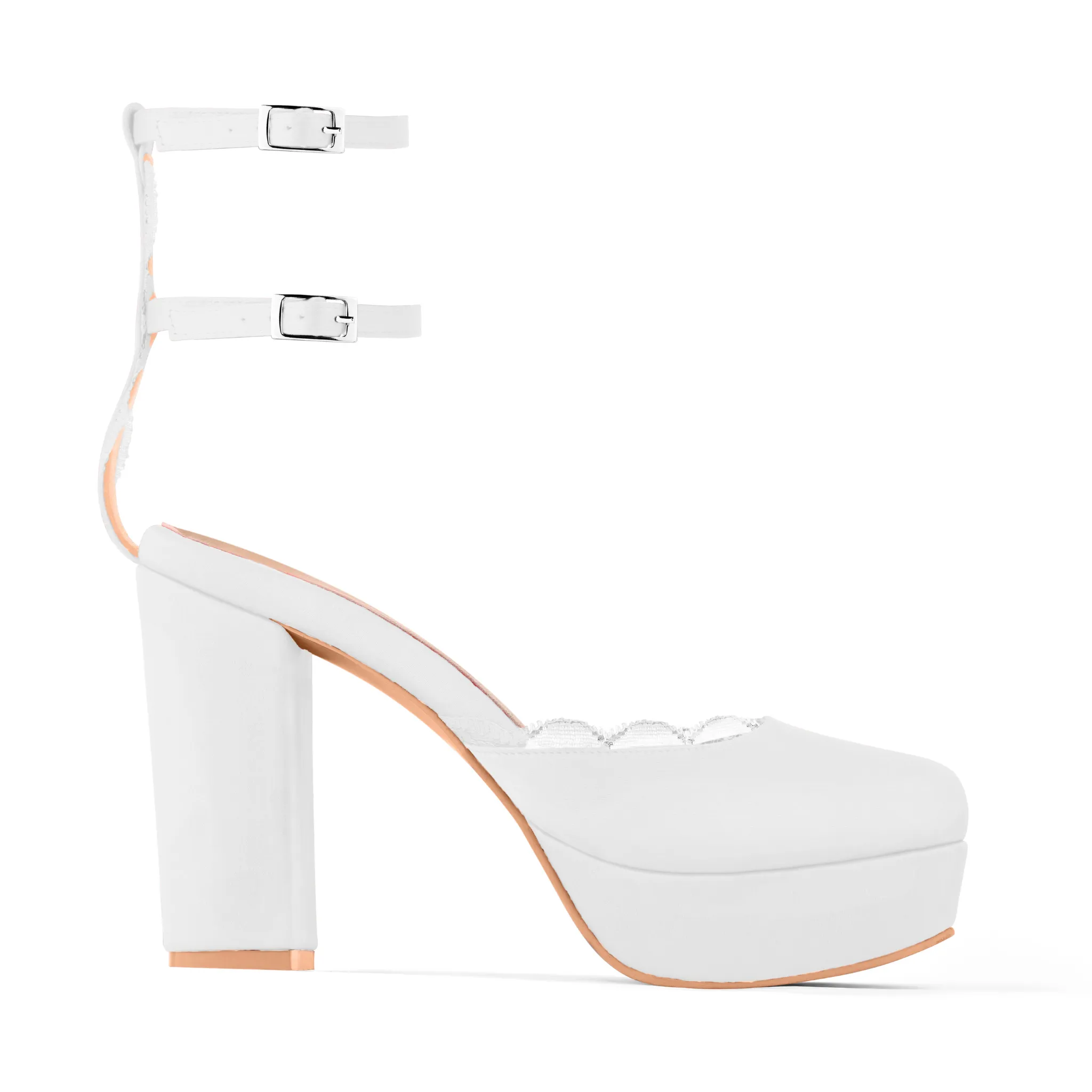 MISTICA WHITE PLATFORM HEELS