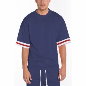 Navy Mesh Jersey T-Shirt