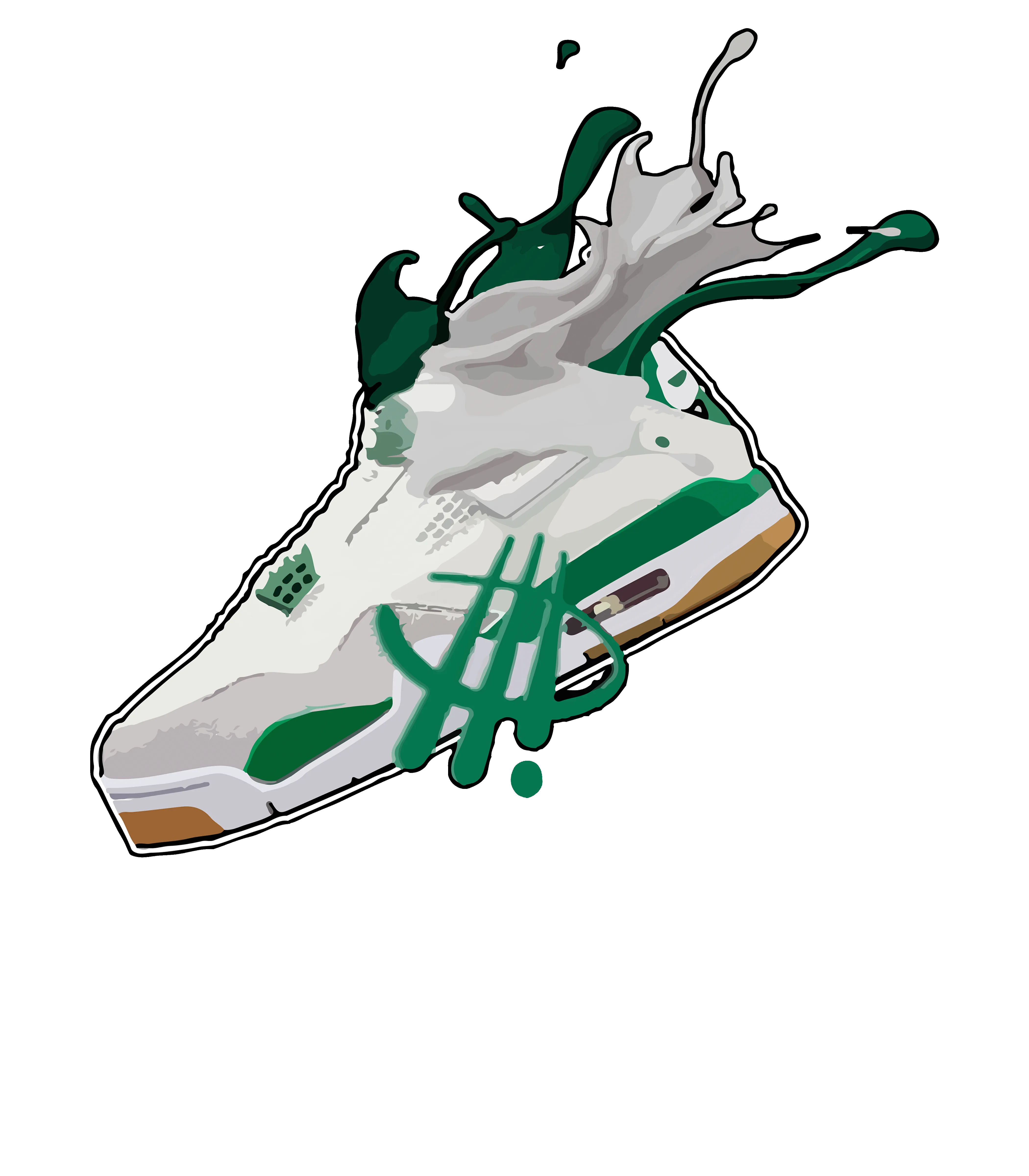 Nike SB x Air Jordan 4 “Pine Green” | illcurrency Black T-Shirt (SPLASH)