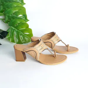 Nude Copper Trapeez Heel Kolapuri