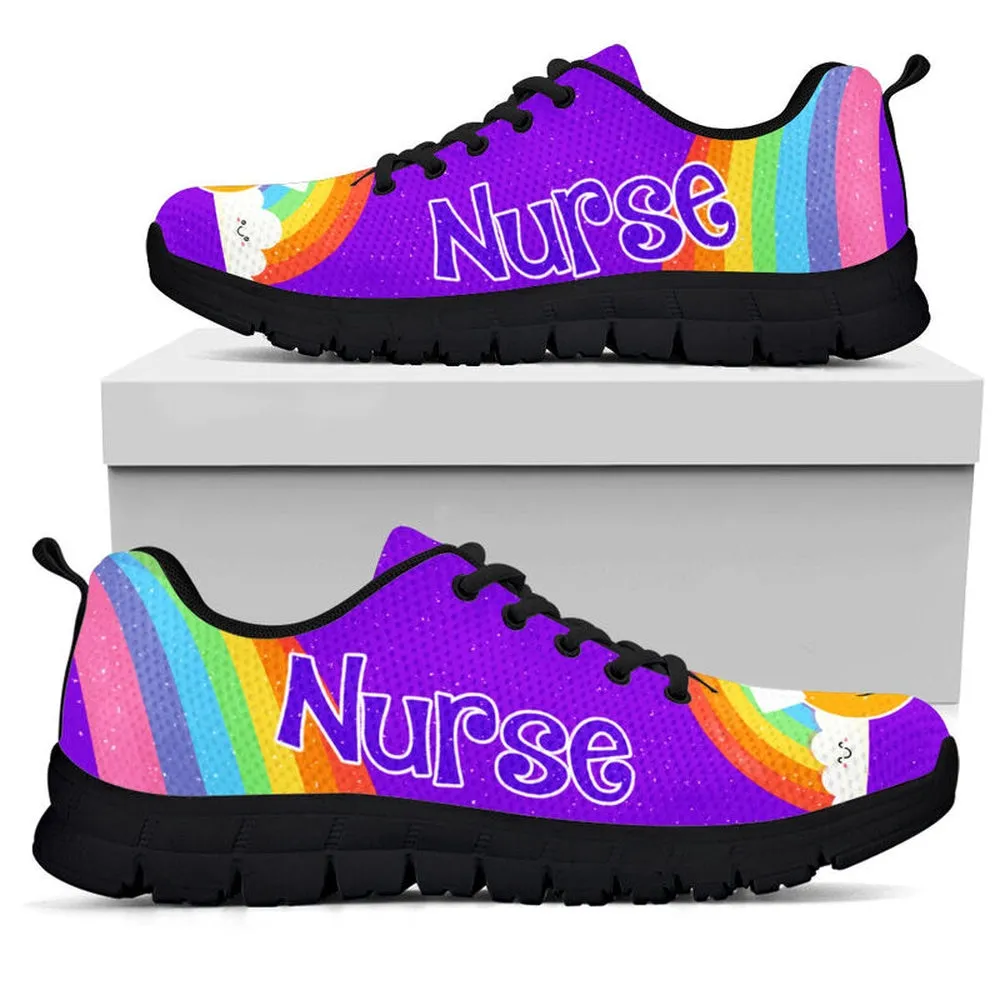 Nurse Sneaker, Nurse Happy Purple Sneakers Shoes, Best Shoes For Nurses