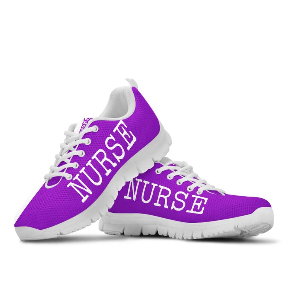 Nurse Sneaker, Nurse Strong Purple White Sneakers Shoes, Best Shoes For Nurses