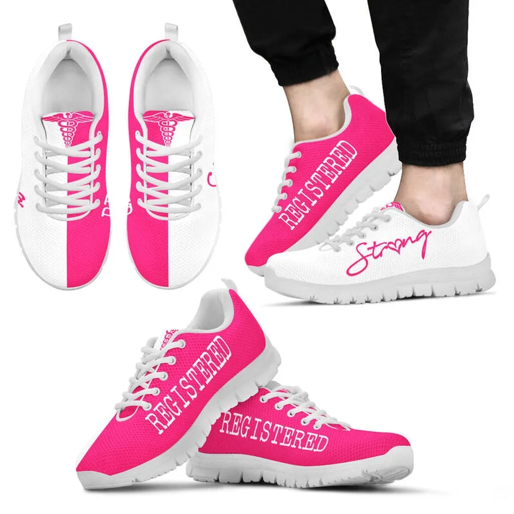 Nurse Sneaker, Nurse Strong Registered Pink White Sneakers, Best Shoes For Nurses